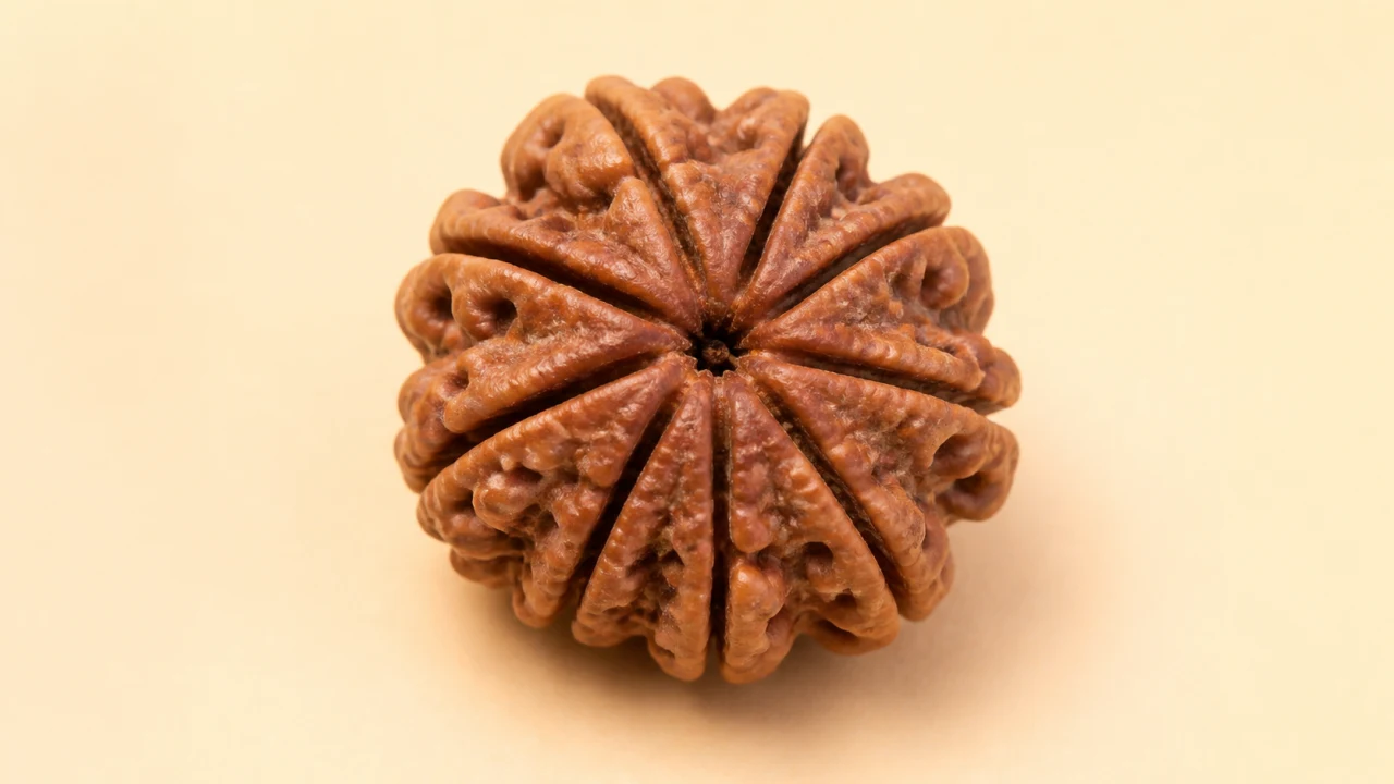 Symbolic AI-generated catalogue illustration of 11 Mukhi Rudraksha