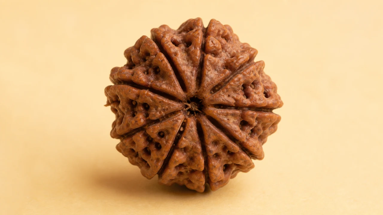 Symbolic AI-generated catalogue illustration of 12 Mukhi Rudraksha