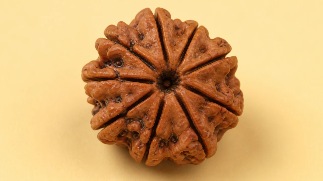 Symbolic AI-generated catalogue illustration of 13 Mukhi Rudraksha