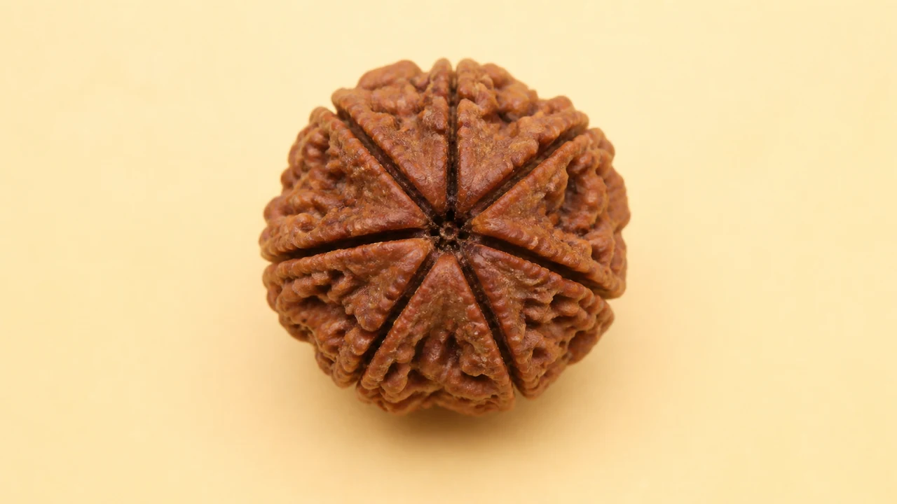 Symbolic AI-generated catalogue illustration of 7 Mukhi Rudraksha