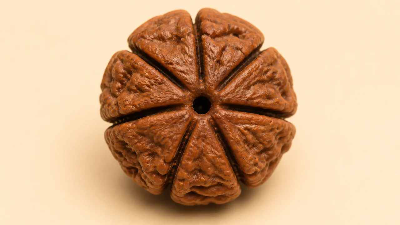 Symbolic AI-generated catalogue illustration of 9 Mukhi Rudraksha