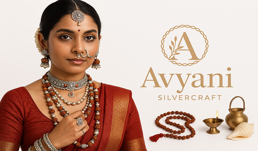 Indian Woman in Traditional Silver Jewellery with Spiritual Elements by Avyani Silvercraft